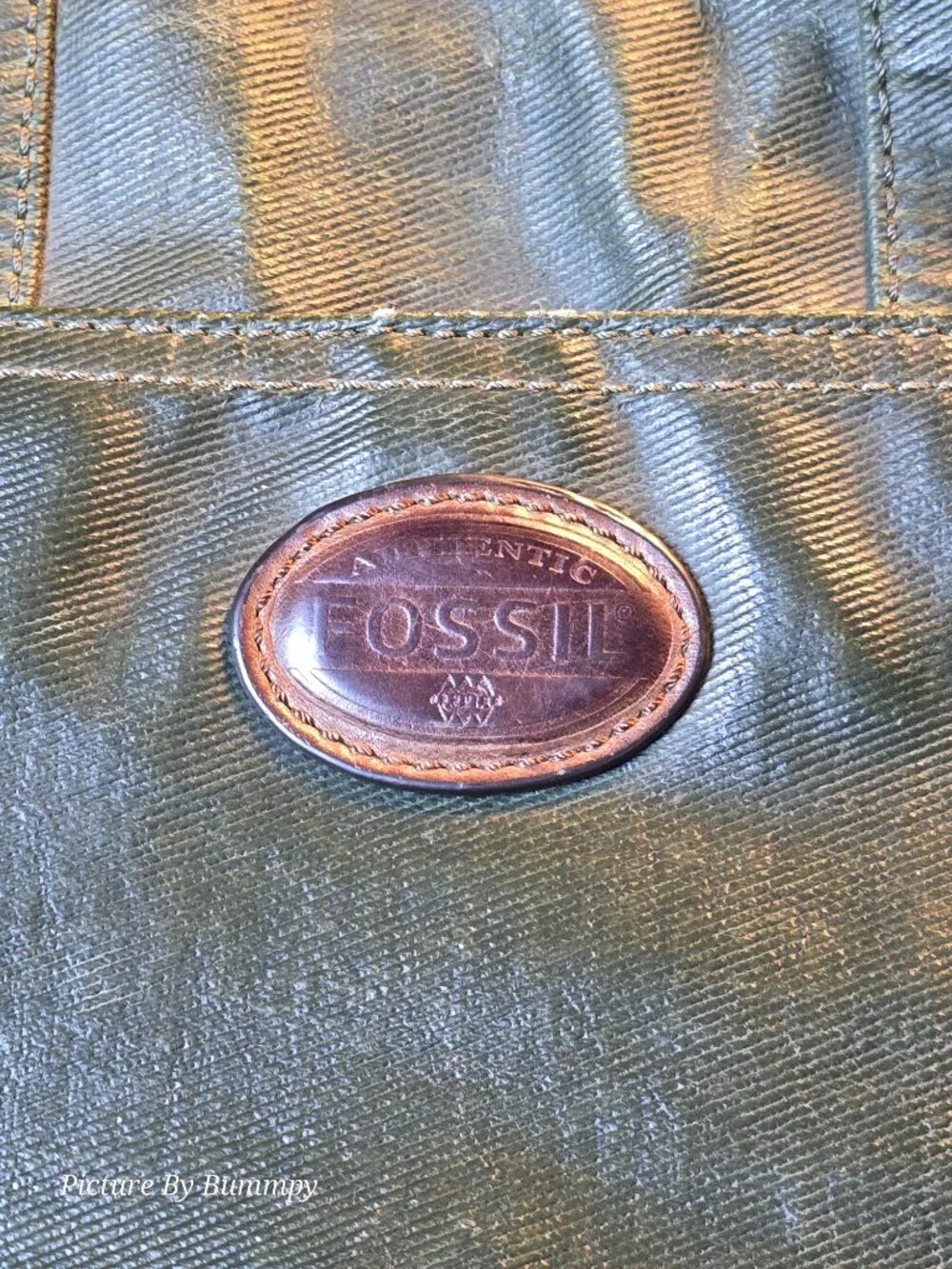 Fossil Supply Co. Vintage Green Canvas & Leather Messenger Bag